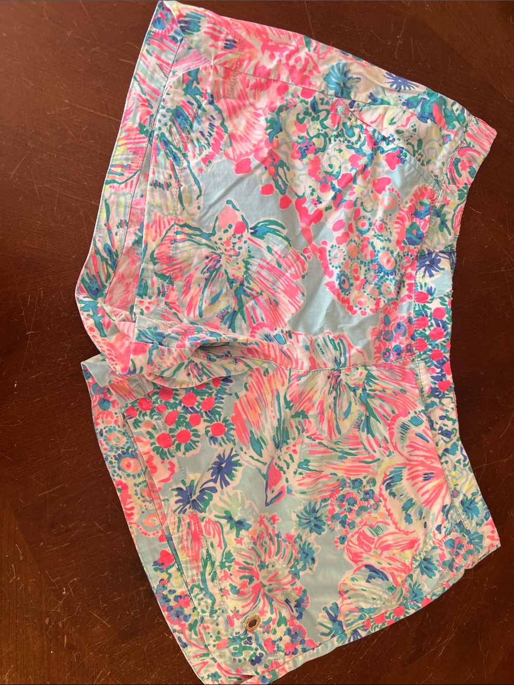 Lilly Pulitzer Multicolor Floral Drawstring Shorts in Pink & Aqua large
